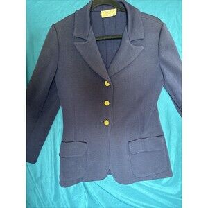 Vintage Geistex Geist & Geist Womens Blazer 100% Pure Virgin Wool USA Made Navy